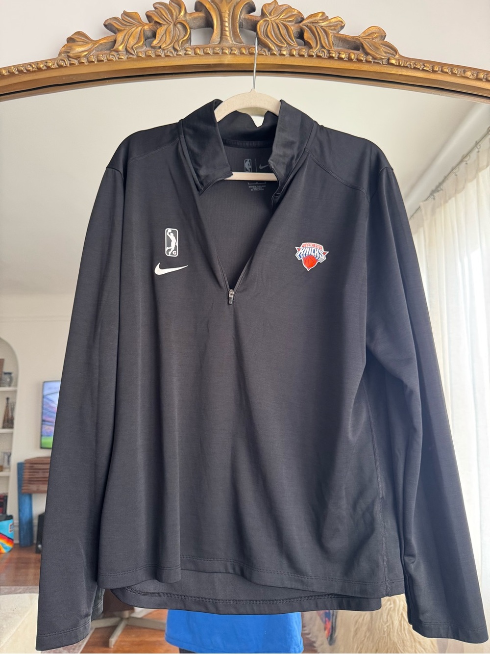 Nike Black NBA Knicks Pullover Quarter-Zip Shirt